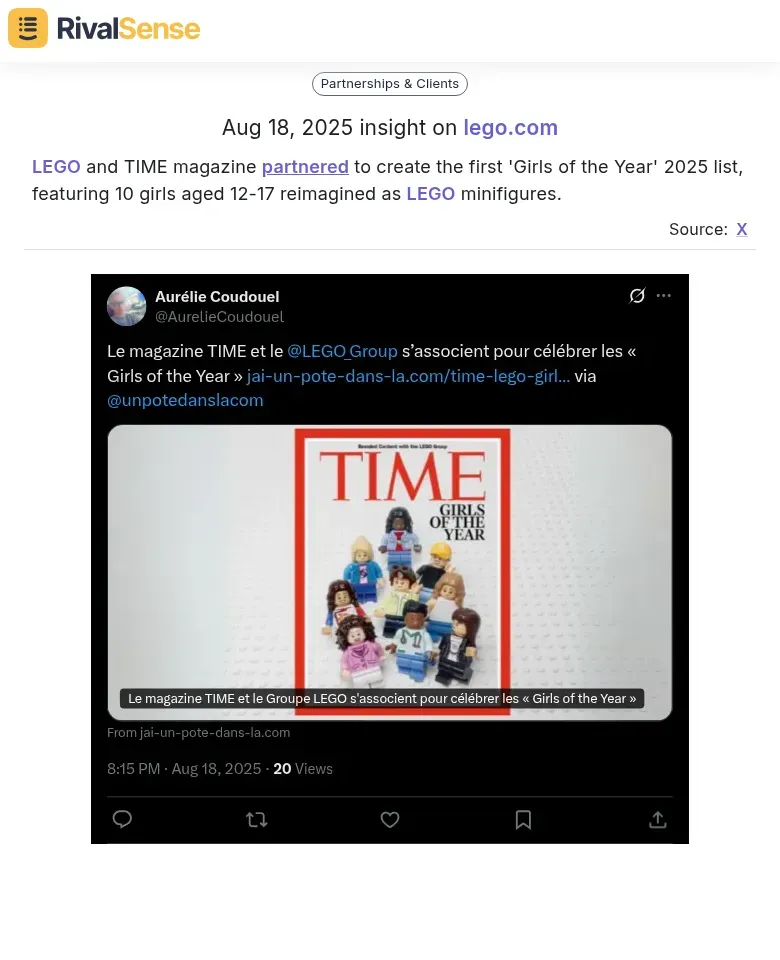 LEGO and TIME magazine partnership
