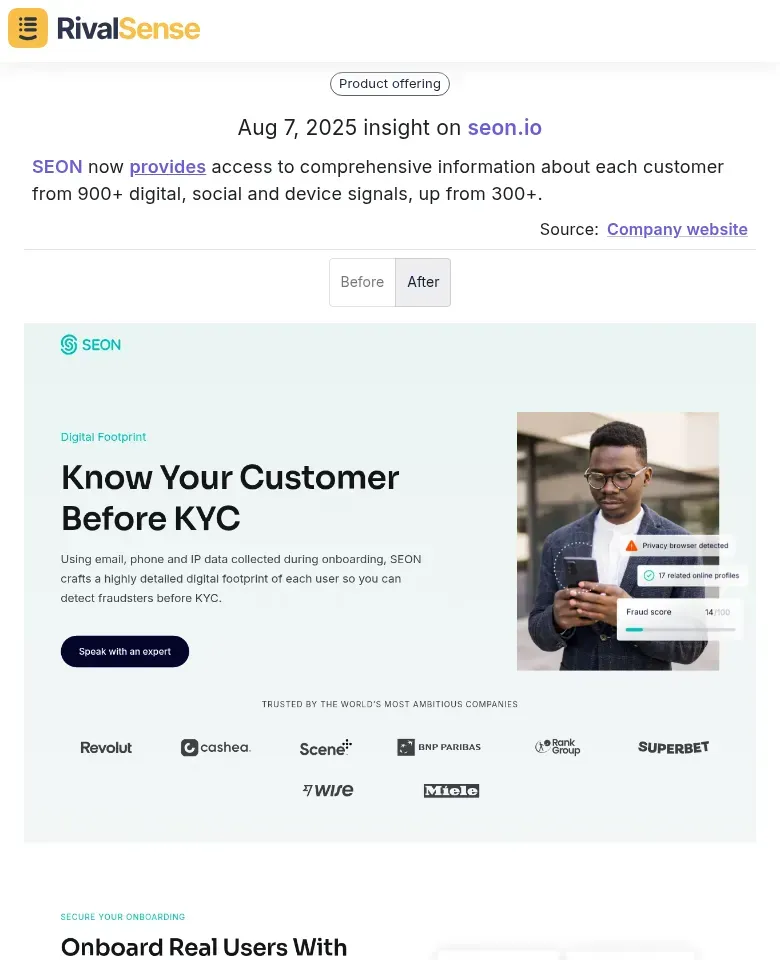 SEON expands customer intelligence signals