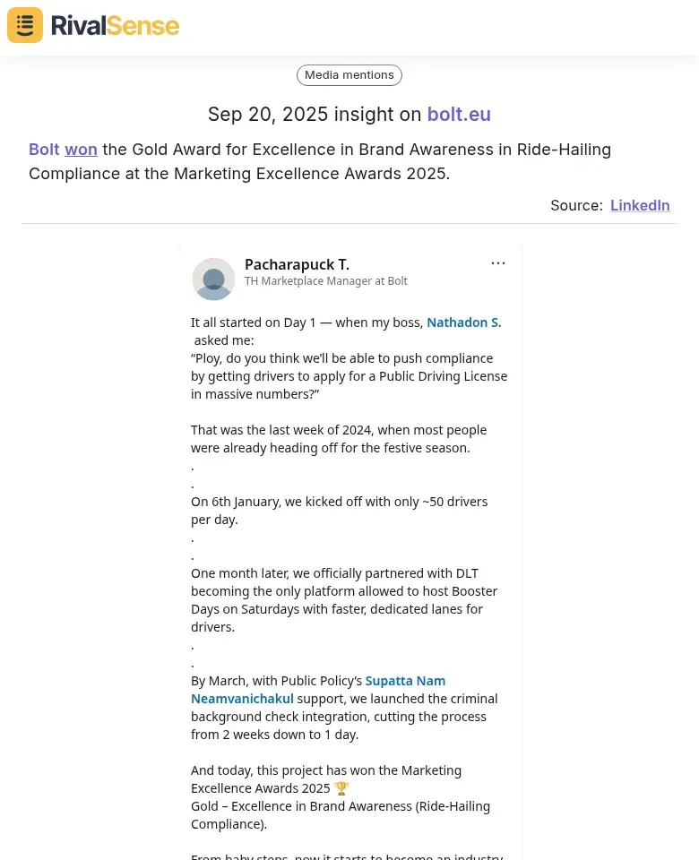 Bolt Award
