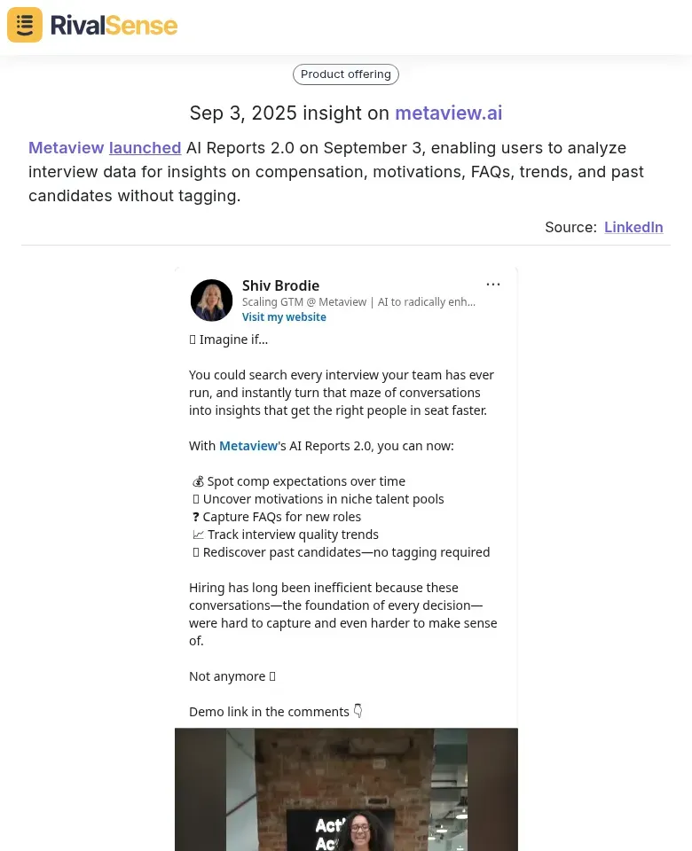 Metaview AI Reports Features