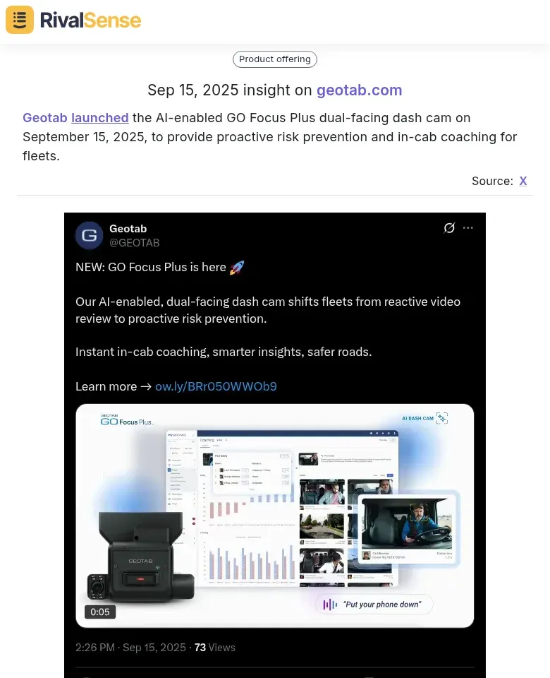Geotab AI Dash Cam Launch