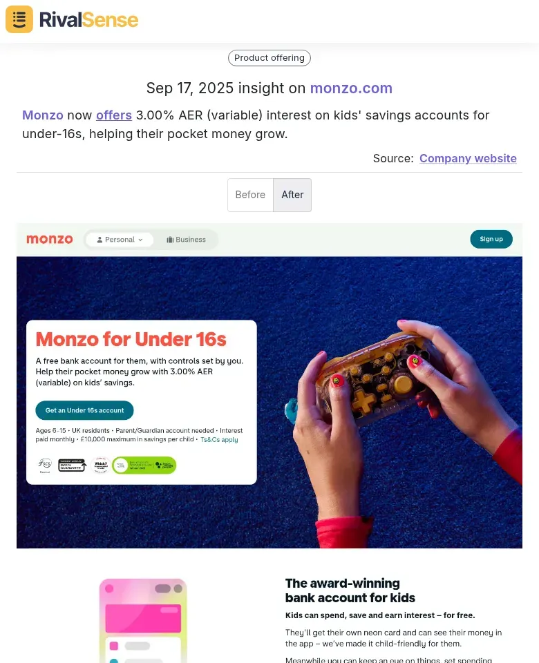 Monzo Savings Update