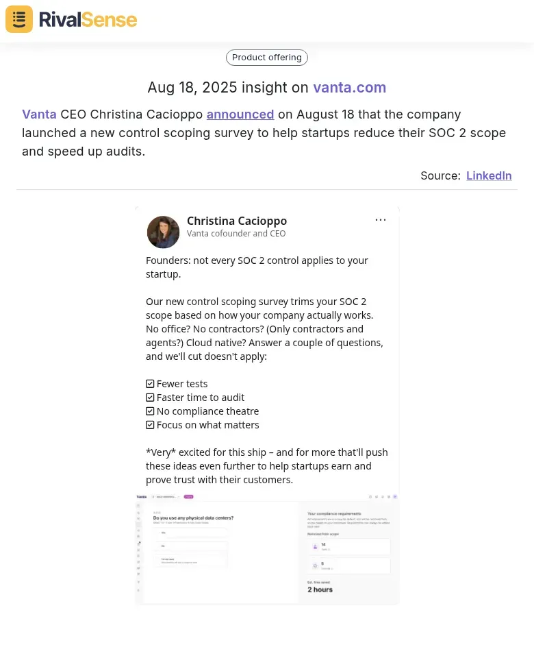 Vanta product launch announcement