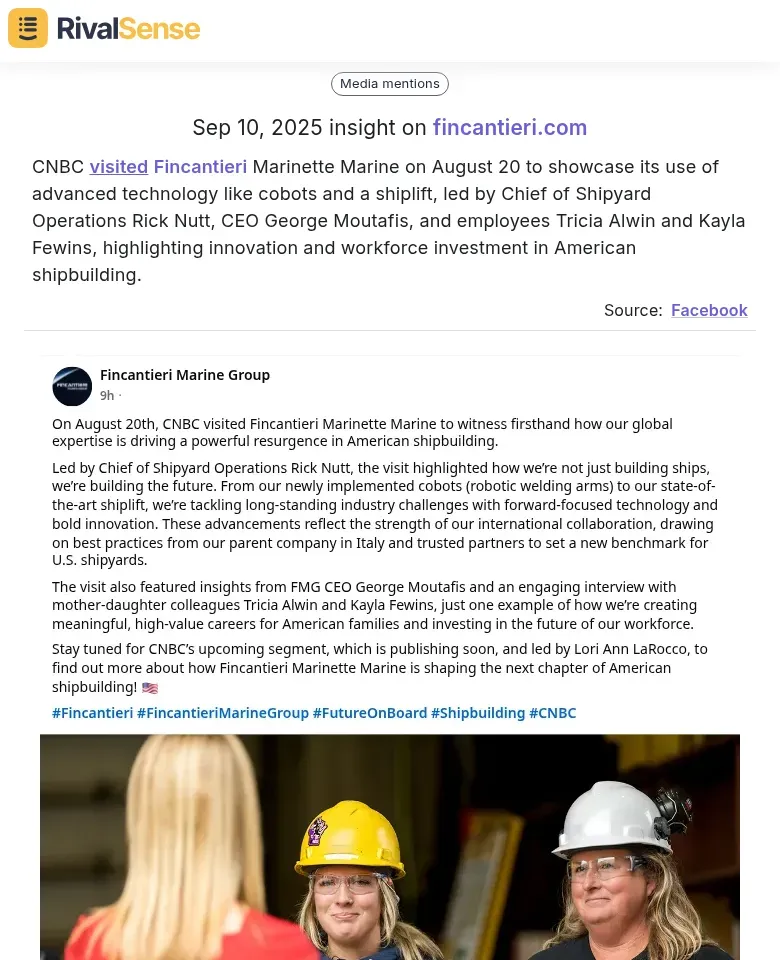 CNBC Visit to Fincantieri Marinette Marine