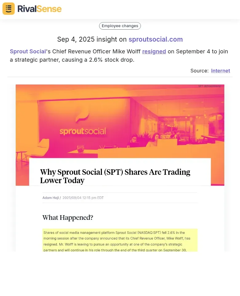 Sprout Social CRO Resignation