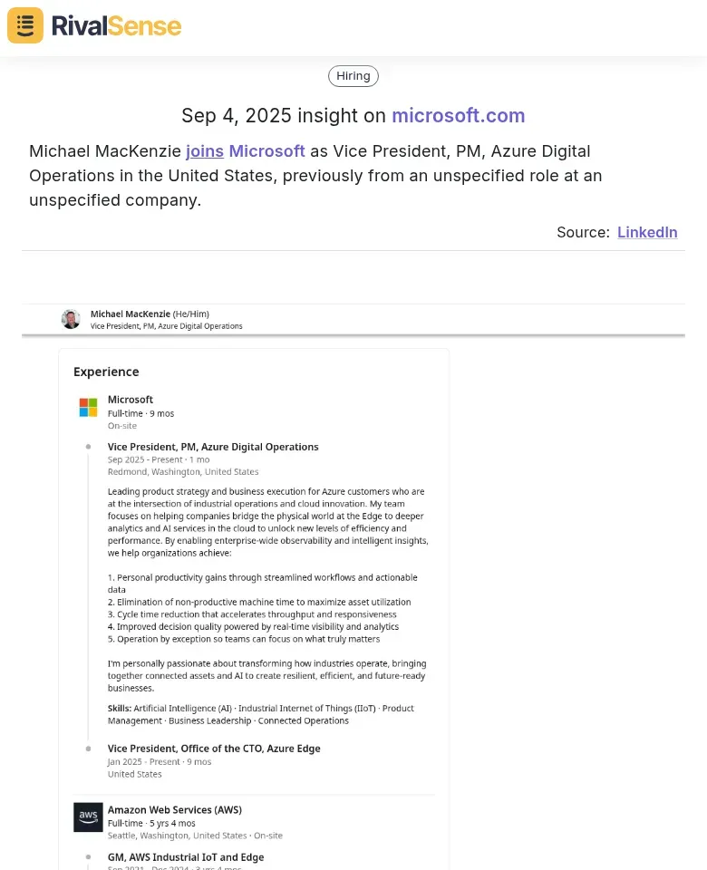 Michael MacKenzie joins Microsoft