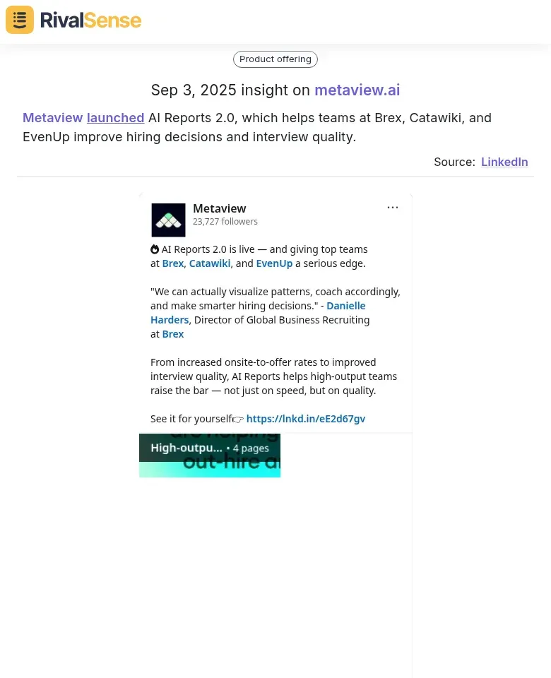 Metaview AI Reports 2.0 Launch