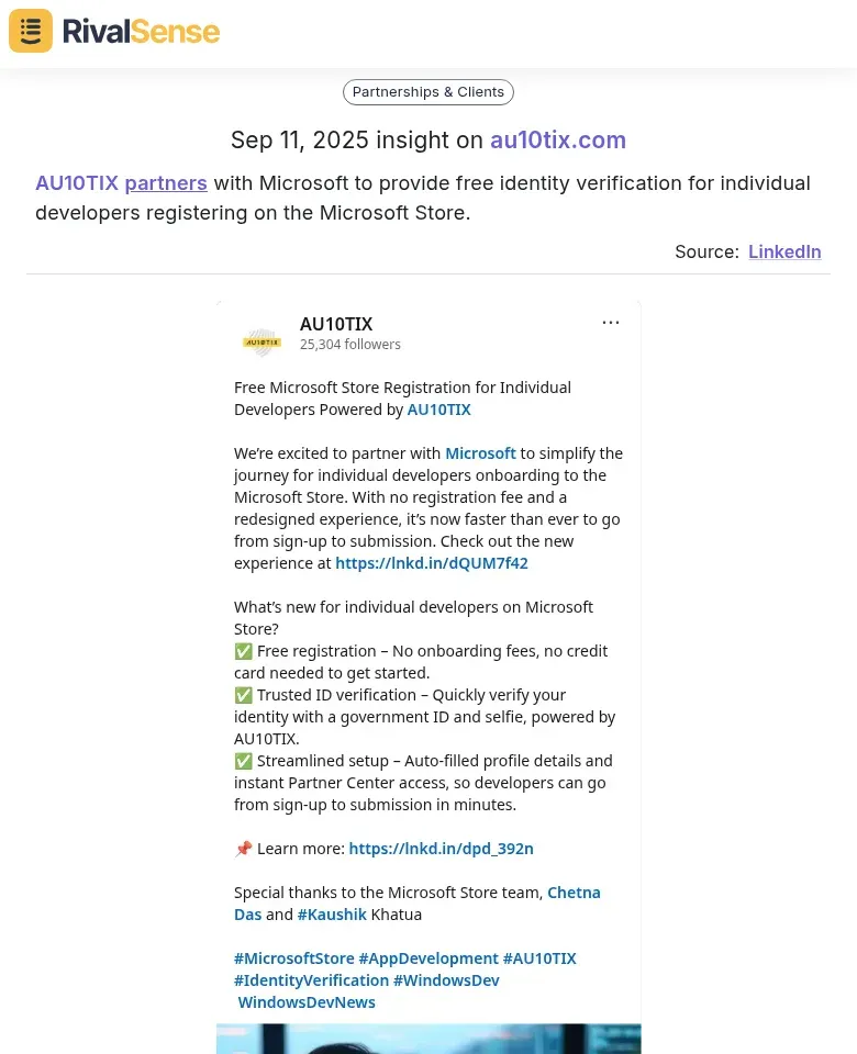 AU10TIX Microsoft Partnership