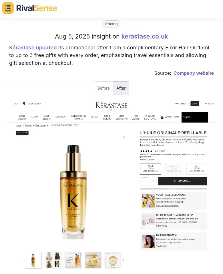 Kérastase Promotional Offer Update