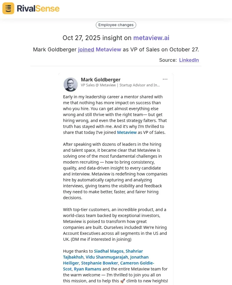 Mark Goldberger joined Metaview