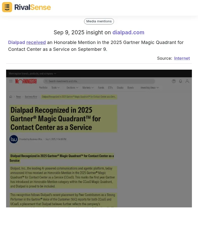 Dialpad Gartner Mention