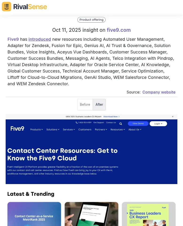 Five9 Product Launch Insight