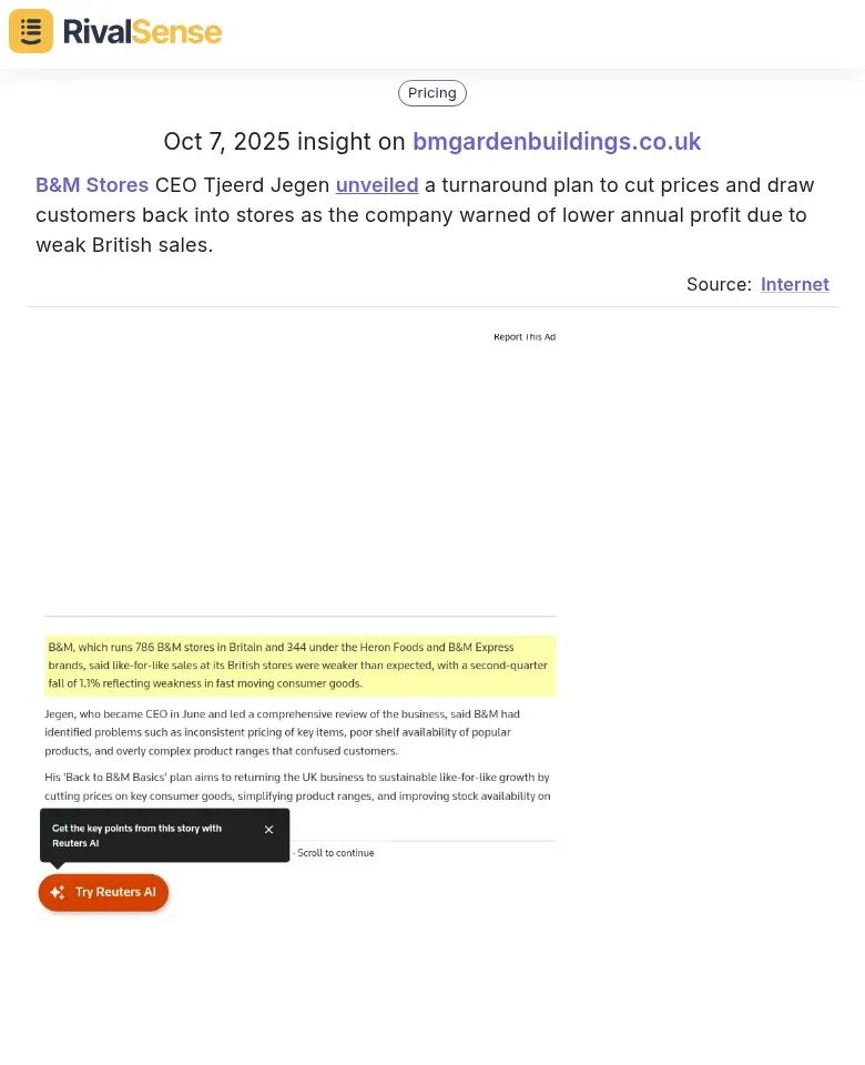 B&M Stores Turnaround Plan