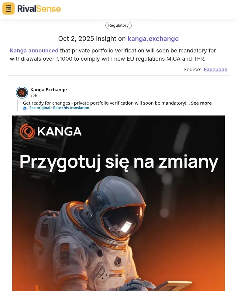 Kanga Regulatory Update