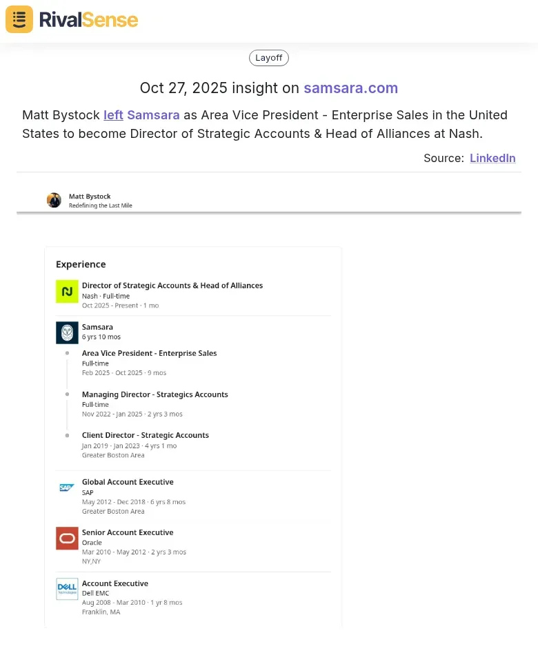 Matt Bystock left Samsara