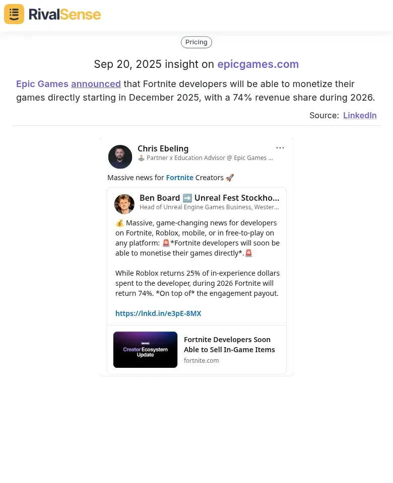 Epic Games Revenue Share