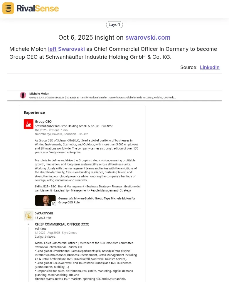 Michele Molon Management Change