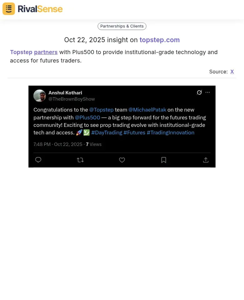 Topstep and Plus500 Partnership Insight