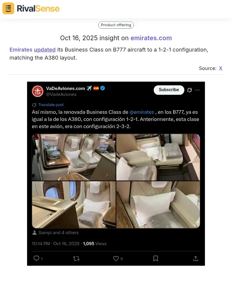 Emirates Business Class Update