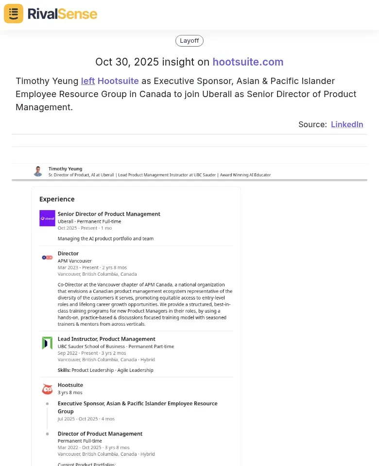 Timothy Yeung career move