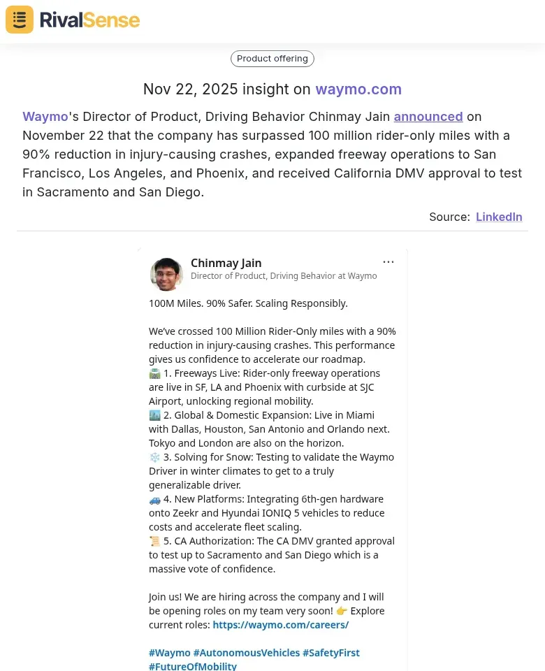 Waymo Announcement