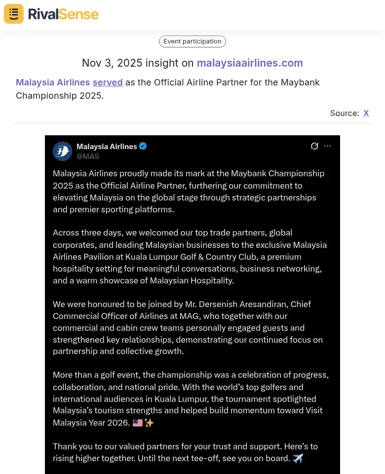 Malaysia Airlines Sponsorship