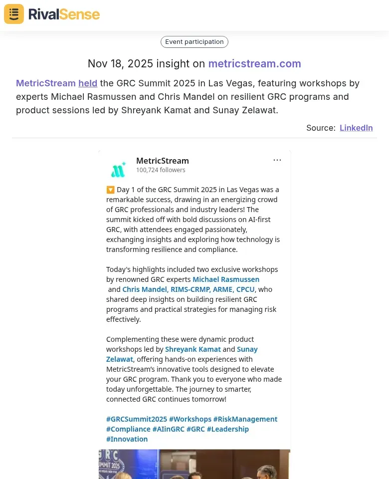 MetricStream GRC Summit 2025