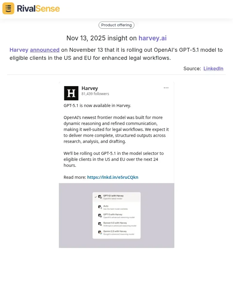 Harvey GPT-5.1 Rollout
