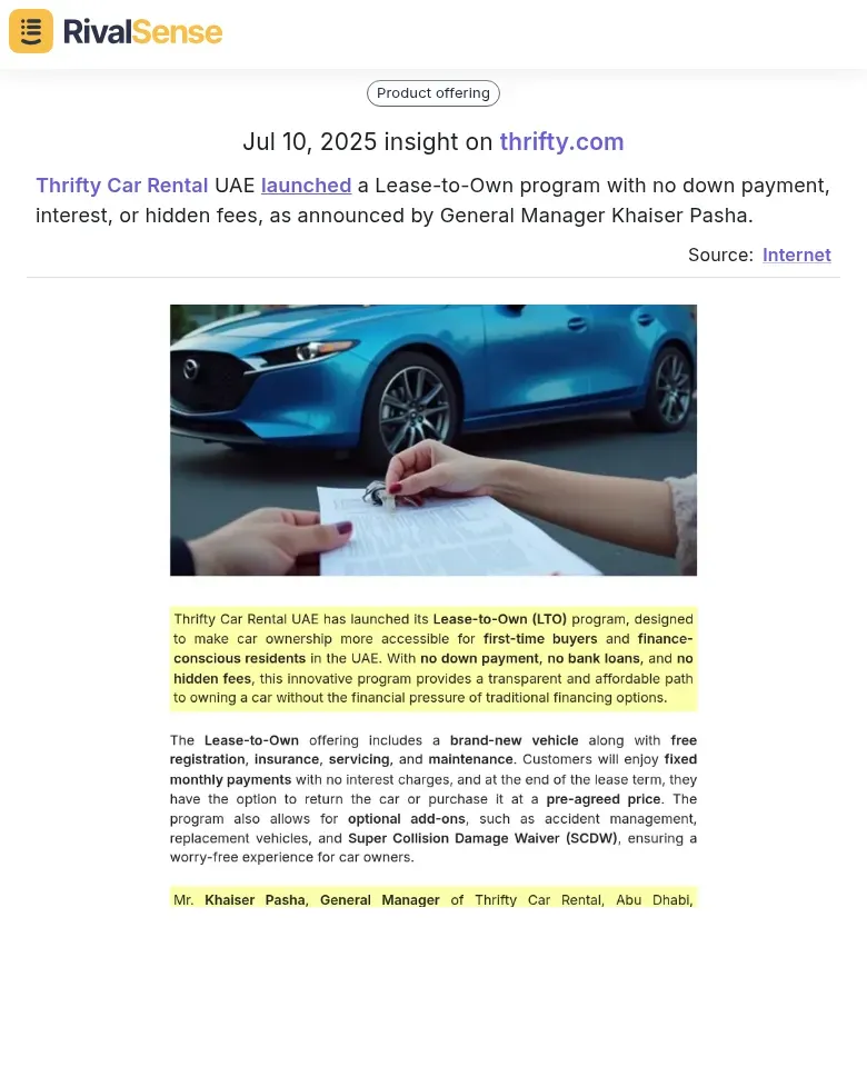 Thrifty Lease-to-Own Program