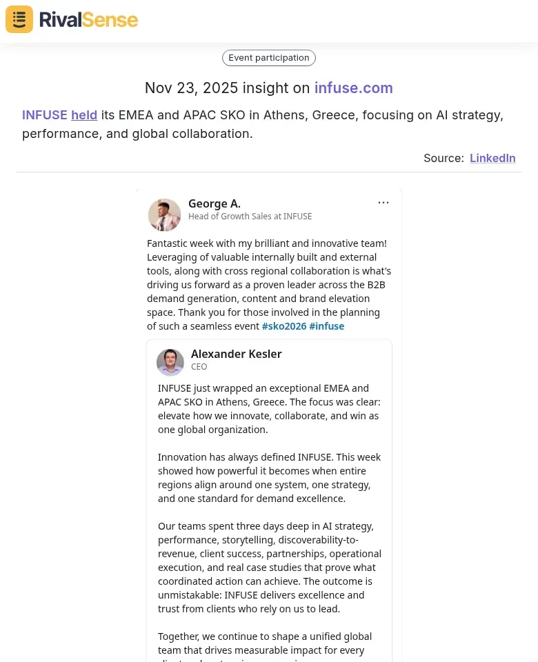 INFUSE held its EMEA and APAC SKO