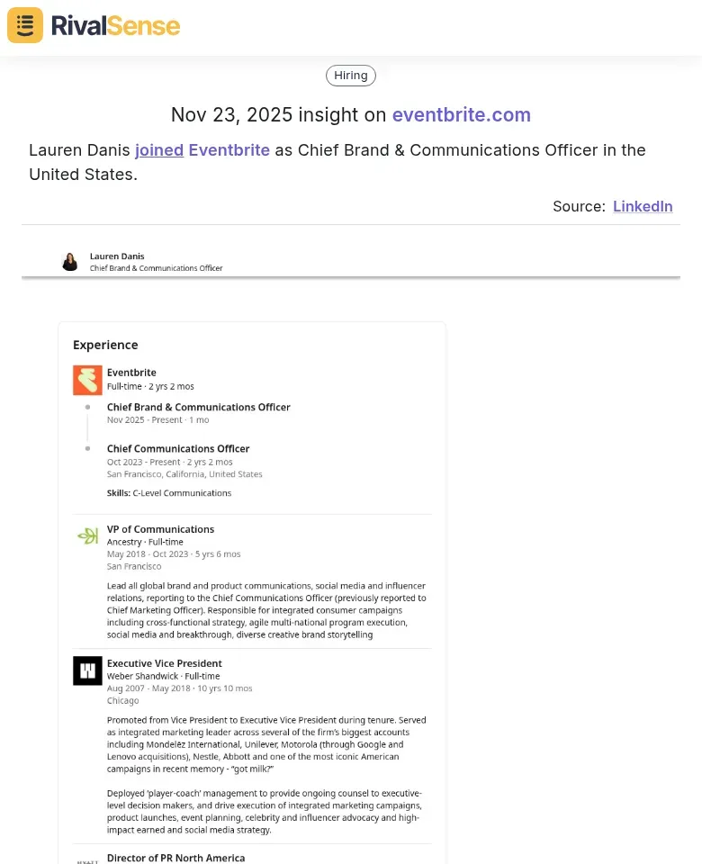 Lauren Danis joined Eventbrite