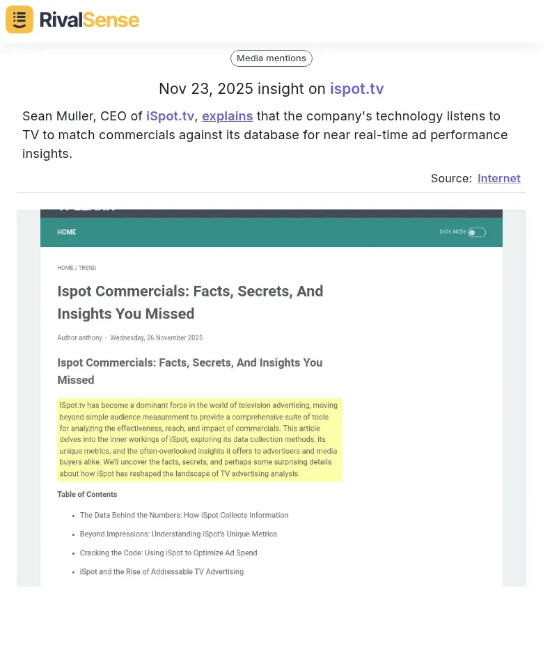 iSpot.tv Ad Tracking