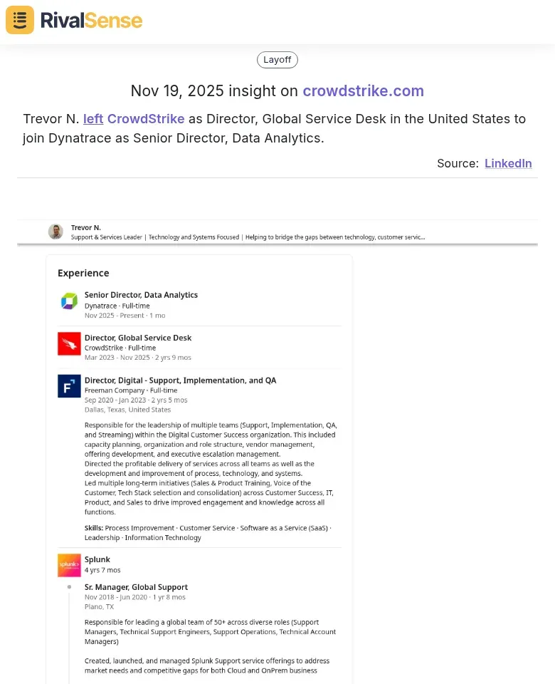 Trevor N. Moves to Dynatrace