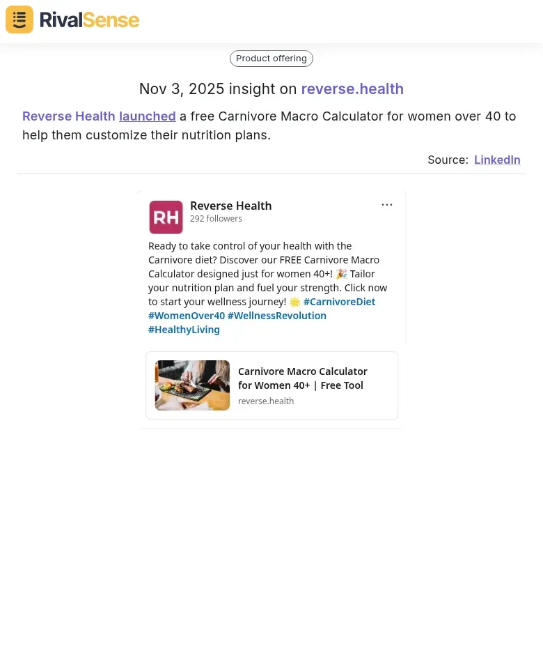 Reverse Health Carnivore Macro Calculator