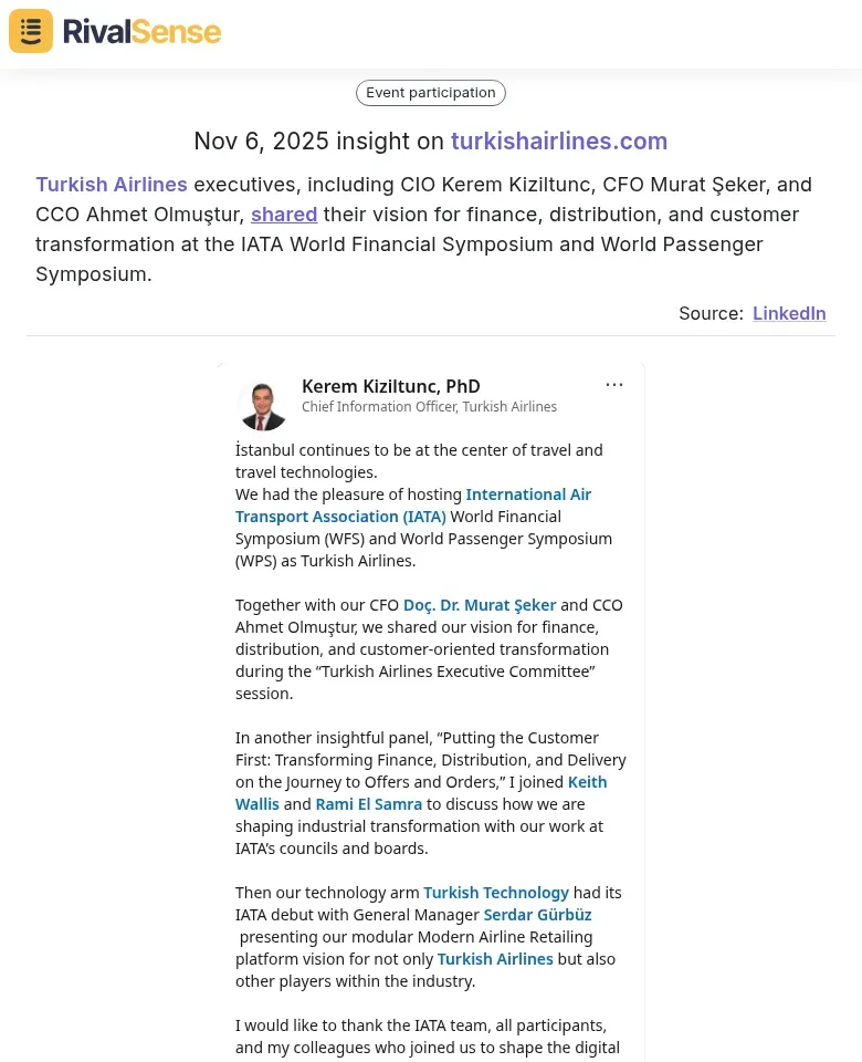 Turkish Airlines executives at IATA event