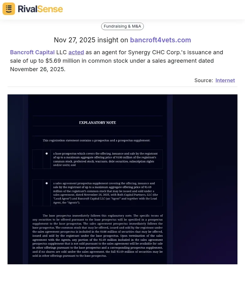 Bancroft Capital Insight