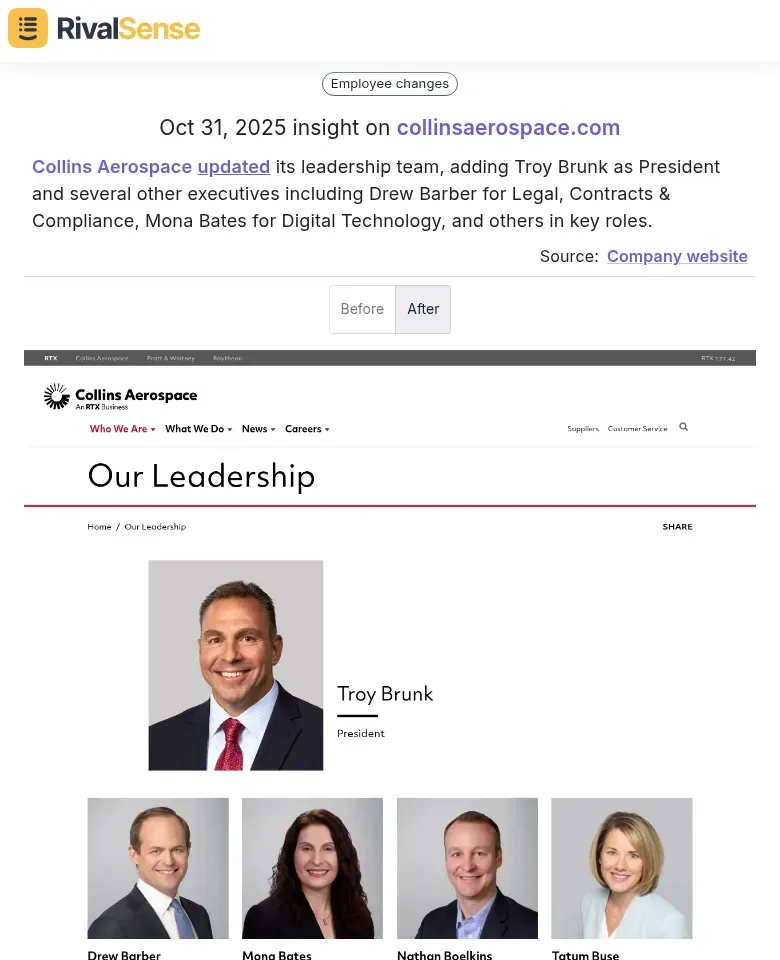 Collins Aerospace Leadership Update