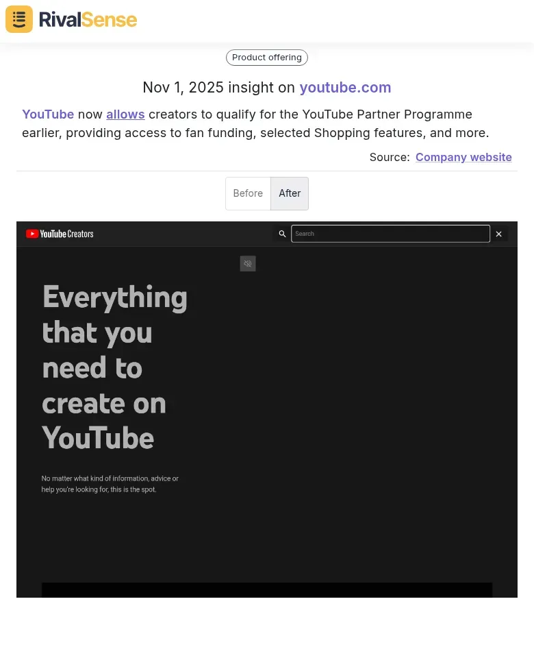 YouTube Partner Programme Update