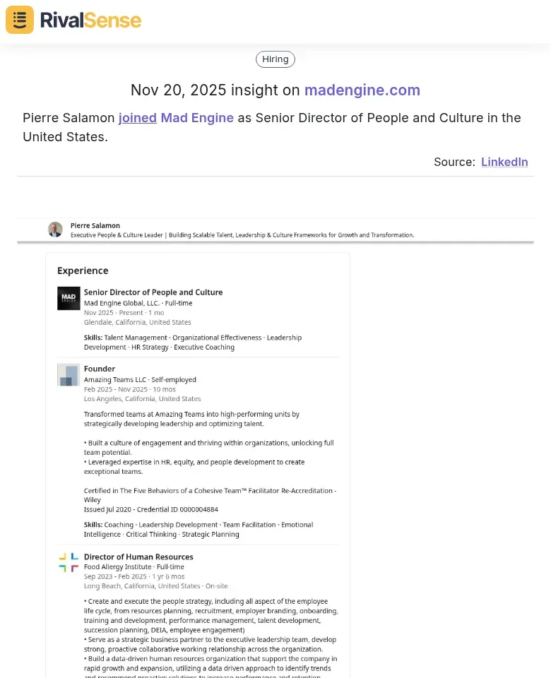 Pierre Salamon's role at Mad Engine