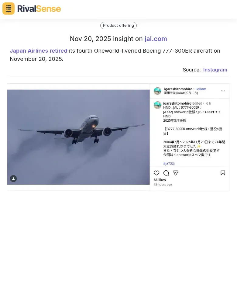 Japan Airlines Fleet Retirement