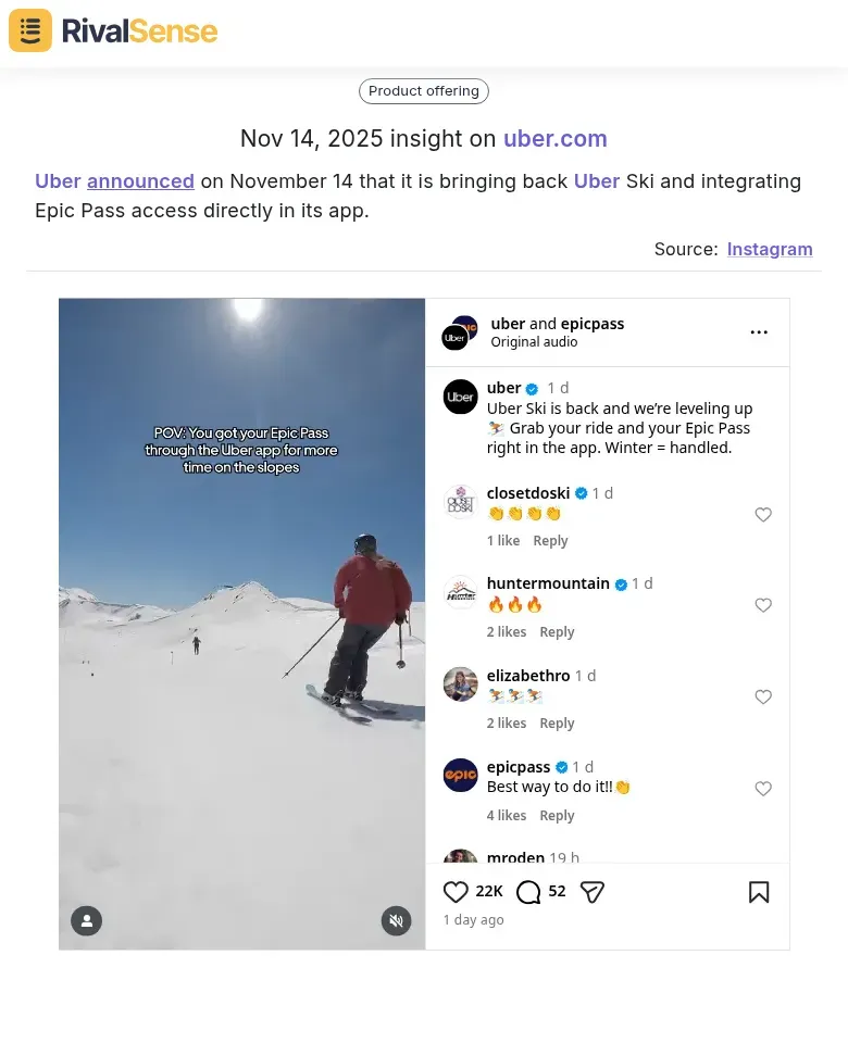 Uber Ski Integration