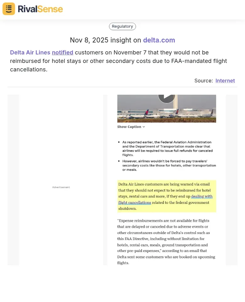 Delta Customer Notification