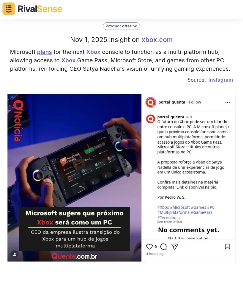 Microsoft Xbox multi-platform hub insight