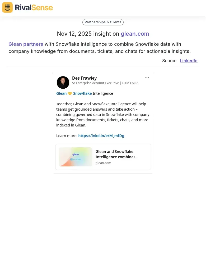 Glean-Snowflake Partnership Insight