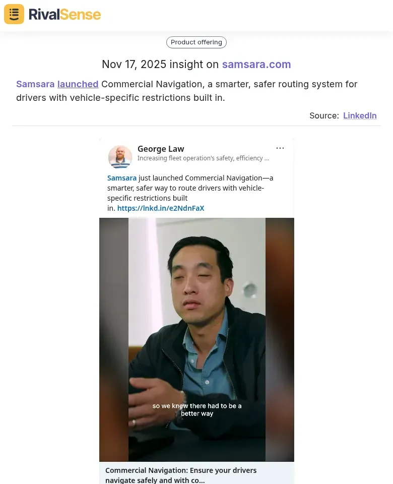 Samsara Commercial Navigation