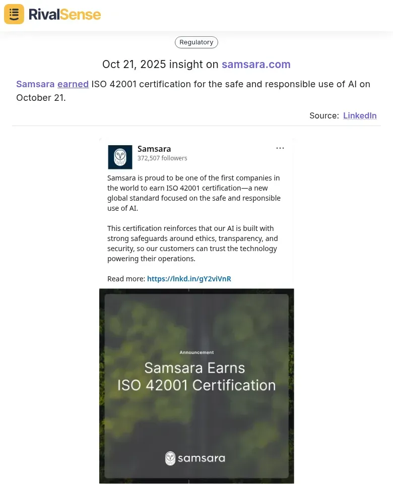 Samsara ISO 42001 Certification