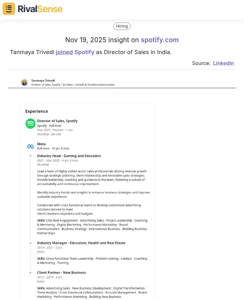 Tanmaya Trivedi Joins Spotify Insight