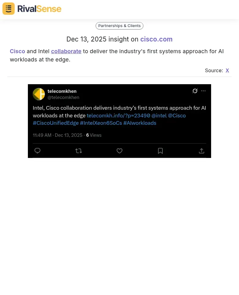 Cisco and Intel collaboration for AI at the edge