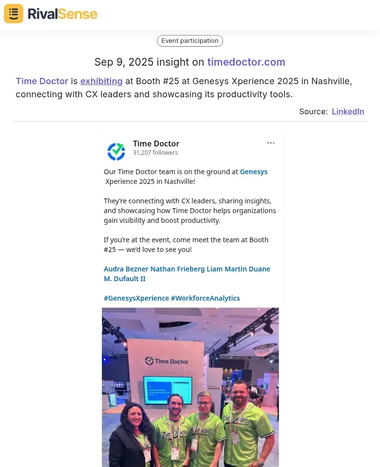 Time Doctor Event Participation