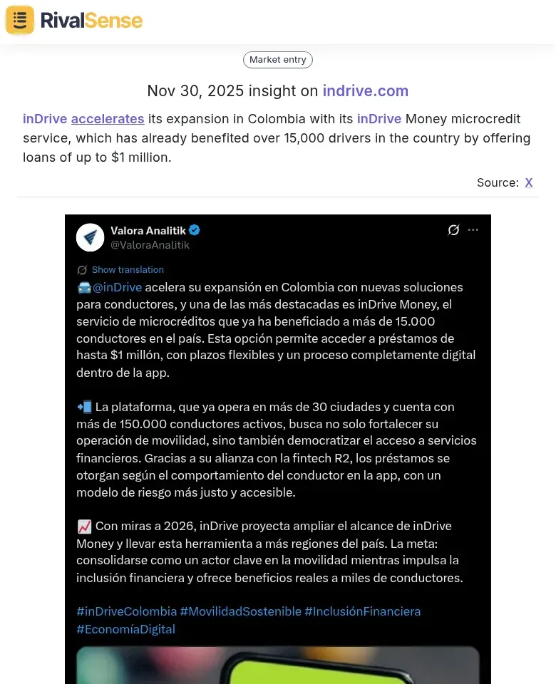 inDrive Expansion in Colombia